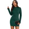 imageWIHOLL Womens Mock Neck Bodycon Dresses Long Sleeve Mini Dress Slim Fit CasualDarkgreen