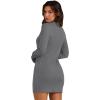 imageWIHOLL Womens Mock Neck Bodycon Dresses Long Sleeve Mini Dress Slim Fit CasualDeepgrey