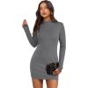 imageWIHOLL Womens Mock Neck Bodycon Dresses Long Sleeve Mini Dress Slim Fit CasualDeepgrey