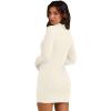 imageWIHOLL Womens Mock Neck Bodycon Dresses Long Sleeve Mini Dress Slim Fit CasualOffwhite