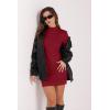 imageWIHOLL Womens Mock Neck Bodycon Dresses Long Sleeve Mini Dress Slim Fit CasualRed