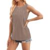 imageWIHOLL Womens Summer Tank Tops Pleated Round Neck Sleeveless Tops for Women Casual FlowyApricot