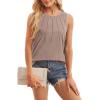 imageWIHOLL Womens Summer Tank Tops Pleated Round Neck Sleeveless Tops for Women Casual FlowyApricot