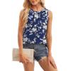 imageWIHOLL Womens Summer Tank Tops Pleated Round Neck Sleeveless Tops for Women Casual FlowyBlue Flower