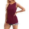 imageWIHOLL Womens Summer Tank Tops Pleated Round Neck Sleeveless Tops for Women Casual FlowyBurgundy
