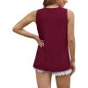 imageWIHOLL Womens Summer Tank Tops Pleated Round Neck Sleeveless Tops for Women Casual FlowyBurgundy
