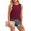 imageWIHOLL Womens Summer Tank Tops Pleated Round Neck Sleeveless Tops for Women Casual FlowyBurgundy