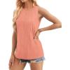 imageWIHOLL Womens Summer Tank Tops Pleated Round Neck Sleeveless Tops for Women Casual FlowyCoral