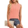 imageWIHOLL Womens Summer Tank Tops Pleated Round Neck Sleeveless Tops for Women Casual FlowyCoral