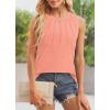 imageWIHOLL Womens Summer Tank Tops Pleated Round Neck Sleeveless Tops for Women Casual FlowyCoral