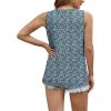 imageWIHOLL Womens Summer Tank Tops Pleated Round Neck Sleeveless Tops for Women Casual FlowyFloral Blue