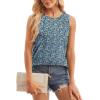 imageWIHOLL Womens Summer Tank Tops Pleated Round Neck Sleeveless Tops for Women Casual FlowyFloral Blue