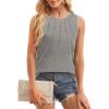 imageWIHOLL Womens Summer Tank Tops Pleated Round Neck Sleeveless Tops for Women Casual FlowyGray