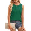 imageWIHOLL Womens Summer Tank Tops Pleated Round Neck Sleeveless Tops for Women Casual FlowyGreen