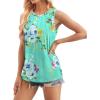 imageWIHOLL Womens Summer Tank Tops Pleated Round Neck Sleeveless Tops for Women Casual FlowyGreen Flower