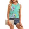 imageWIHOLL Womens Summer Tank Tops Pleated Round Neck Sleeveless Tops for Women Casual FlowyGreen Flower