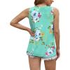 imageWIHOLL Womens Summer Tank Tops Pleated Round Neck Sleeveless Tops for Women Casual FlowyGreen Flower