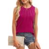 imageWIHOLL Womens Summer Tank Tops Pleated Round Neck Sleeveless Tops for Women Casual FlowyHot Pink