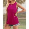 imageWIHOLL Womens Summer Tank Tops Pleated Round Neck Sleeveless Tops for Women Casual FlowyHot Pink