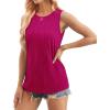 imageWIHOLL Womens Summer Tank Tops Pleated Round Neck Sleeveless Tops for Women Casual FlowyHot Pink