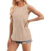 imageWIHOLL Womens Summer Tank Tops Pleated Round Neck Sleeveless Tops for Women Casual FlowyKhaki