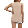 imageWIHOLL Womens Summer Tank Tops Pleated Round Neck Sleeveless Tops for Women Casual FlowyKhaki