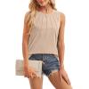 imageWIHOLL Womens Summer Tank Tops Pleated Round Neck Sleeveless Tops for Women Casual FlowyKhaki