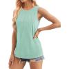 imageWIHOLL Womens Summer Tank Tops Pleated Round Neck Sleeveless Tops for Women Casual FlowyLake Green