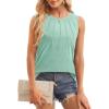 imageWIHOLL Womens Summer Tank Tops Pleated Round Neck Sleeveless Tops for Women Casual FlowyLake Green