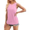 imageWIHOLL Womens Summer Tank Tops Pleated Round Neck Sleeveless Tops for Women Casual FlowyLight Pink