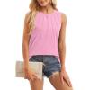 imageWIHOLL Womens Summer Tank Tops Pleated Round Neck Sleeveless Tops for Women Casual FlowyLight Pink