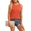 imageWIHOLL Womens Summer Tank Tops Pleated Round Neck Sleeveless Tops for Women Casual FlowyOrange