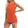 imageWIHOLL Womens Summer Tank Tops Pleated Round Neck Sleeveless Tops for Women Casual FlowyOrange