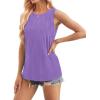 imageWIHOLL Womens Summer Tank Tops Pleated Round Neck Sleeveless Tops for Women Casual FlowyPurple