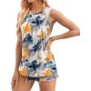 imageWIHOLL Womens Summer Tank Tops Pleated Round Neck Sleeveless Tops for Women Casual FlowyTie Dye Flower