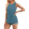 imageWIHOLL Womens Summer Tank Tops Pleated Round Neck Sleeveless Tops for Women Casual FlowyTurquoise