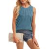 imageWIHOLL Womens Summer Tank Tops Pleated Round Neck Sleeveless Tops for Women Casual FlowyTurquoise