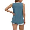 imageWIHOLL Womens Summer Tank Tops Pleated Round Neck Sleeveless Tops for Women Casual FlowyTurquoise