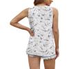 imageWIHOLL Womens Summer Tank Tops Pleated Round Neck Sleeveless Tops for Women Casual FlowyWhite Flower