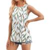 imageWIHOLL Womens Summer Tank Tops Pleated Round Neck Sleeveless Tops for Women Casual FlowyWhite Print