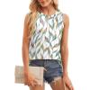 imageWIHOLL Womens Summer Tank Tops Pleated Round Neck Sleeveless Tops for Women Casual FlowyWhite Print