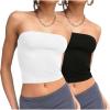imageWIHOLL 3 Pack Tube Tops for Women Slim Fit Crop Tops Going Out Strapless Tank Tops Bandeau Summer Outfits 2025 Y2K Clothes2 Pack BlackWhite