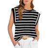 imageWIHOLL Cap Sleeve Tops for Women Summer Top Basic Tee Shirts Casual Tank Loose Fit 2025 FashionE  White Stripe