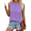imageWIHOLL Womens Summer Tank Tops Pleated Round Neck Sleeveless Tops for Women Casual FlowyPurple