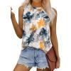 imageWIHOLL Womens Summer Tank Tops Pleated Round Neck Sleeveless Tops for Women Casual FlowyTie Dye Flower