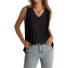 imageWIHOLL Summer Womens Tank Tops Loose Fit Pleated 2025 V Neck Sleeveless Tops CasualS3XLBasic Black