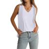 imageWIHOLL Summer Womens Tank Tops Loose Fit Pleated 2025 V Neck Sleeveless Tops CasualS3XLBasic White