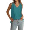 imageWIHOLL Summer Womens Tank Tops Loose Fit Pleated 2025 V Neck Sleeveless Tops CasualS3XLDark Cadetblue