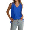 imageWIHOLL Summer Womens Tank Tops Loose Fit Pleated 2025 V Neck Sleeveless Tops CasualS3XLDark Navy Blue