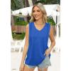 imageWIHOLL Summer Womens Tank Tops Loose Fit Pleated 2025 V Neck Sleeveless Tops CasualS3XLDark Navy Blue